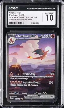 2023 POKEMON 151 SPECIAL ILLUSTRATION RARE SIR HOLO #199 CHARIZARD EX CGC 10 - Image 1