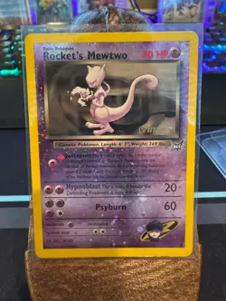 Rocket’s Mewtwo Winner Stamp #8 Best of Game LP/NM Reverse Holo Pokemon PromoRoc - Image 1