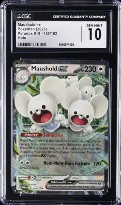 2023 POKEMON PAR EN-PARADOX RIFT #155 MAUSHOLD EX CGC 10 GEM MINT - Image 1