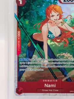 2023 One Piece TCG: Nami OP01-016 Rare Foil Ultra Deck Three Captains PSA 10 - Image 5