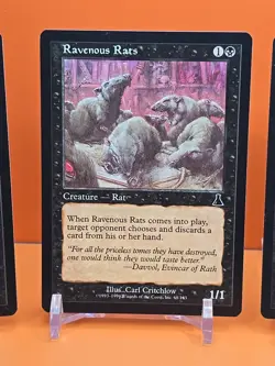 ⚫⚫⚫ (4) 1999 MAGIC THE GATHERING URZA'S DESTINY RAVENOUS RATS # 68 PLAYED - Image 3