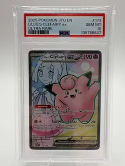2025 POKEMON JTG EN-JOURNEY TOGETHER ULTRA RARE #173 LILLIE'S CLEFAIRY EX PSA 10 - Image 1