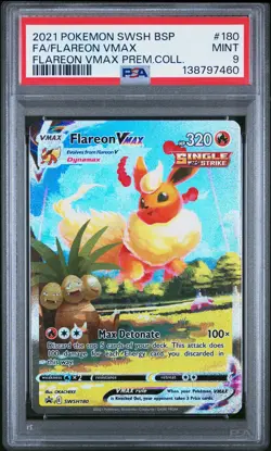 2021 POKEMON SWSH BLACK STAR PROMO #180 FULL ART/FLAREON VMAX PSA 9 - Image 1