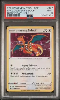2021 POKEMON SWSH BLACK STAR PROMO BIDOOF DAY SPECIAL DELIVERY BIDOOF-HOLO PSA 9 - Image 1