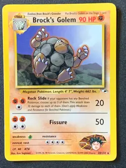 Brock's Golem 20/132 Gym Heroes Non Holo Rare Pokemon Card WOTC Vintage - Image 1