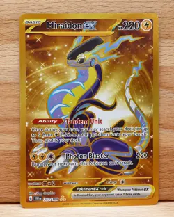 Pokemon TCG Miraidon EX 253/198 Scarlet & Violet BaseSet Hyper Rare Card Gold LP - Image 1