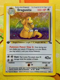 Dragonite 1st Edition 4/62 Fossil Holo Rare Pokemon Card #2578 - Image 1
