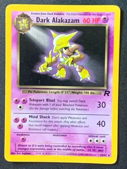 Dark Alakazam 18/82 non holo rare team rocket vintage WOTC pokemon card - Image 1