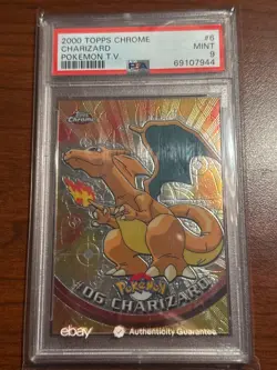 2000 Topps Chrome Pokemon TV Animation Series 1 #6 Charizard PSA 9 Mint - Image 1