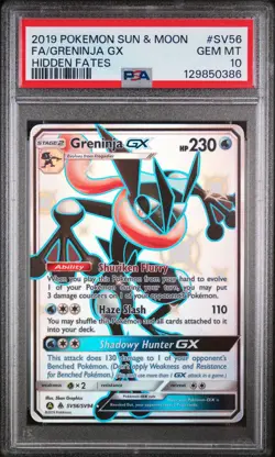 PSA 10 - Greninja GX SV56/SV94 Shiny Full Art Pokemon Hidden Fates Sun Moon 2019 - Image 1