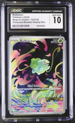 CGC 10 - Bulbasaur 133/132 Stamped Box Topper Promo Pokemon Mega Evolution Base - Image 1