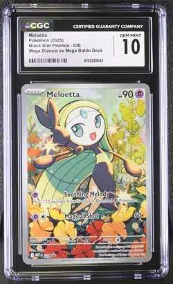 CGC 10 - Meloetta 026 MEP Black Star Promo - Pokemon Mega Battle Deck Gem Mint - Image 1