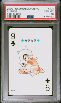 PSA 10 - Cubone #104 Pokemon Silver Poker Playing Card 2000 9 of Clubs Gem Mint - Image 1