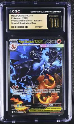 CGC 10 Pristine - Mega Charizard X ex 125/094 SIR Phantasmal Flames Pokemon TCG - Image 1