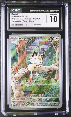 CGC 10 - Meowth 106/094 Illustration Rare - Pokemon Phantasmal Flames Gem Mint - Image 1