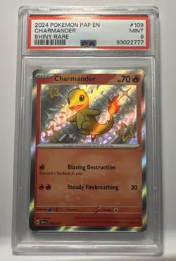 Charmander Shiny Rare Pokemon Scarlet & Violet Paldean Fates PSA 9 - Image 1