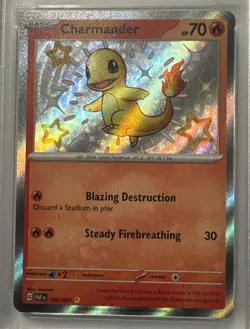 Charmander Shiny Rare Pokemon Scarlet & Violet Paldean Fates PSA 9 - Image 3