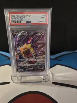 PSA 9 2022 POKEMON SWORD & SHIELD LOST ORIGIN FULL ART/GIRATINA V 185 - Image 1