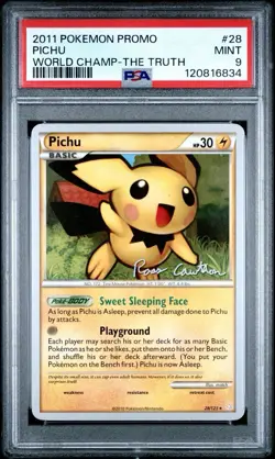 2011 POKEMON WORLD CHAMPIONSHIPS PROMO | THE TRUTH PICHU 28 PSA 9 - Image 1