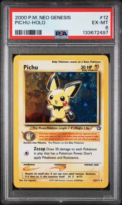 2000 POKEMON NEO GENESIS #12 PICHU-HOLO PSA 6 - Image 1