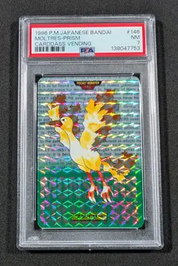 1996 Pokemon Japanese Bandai Prism Moltres No. 146 PSA 7 NM Carddass Vending - Image 1
