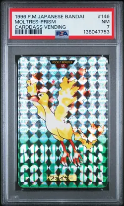 1996 Pokemon Japanese Bandai Prism Moltres No. 146 PSA 7 NM Carddass Vending - Image 3