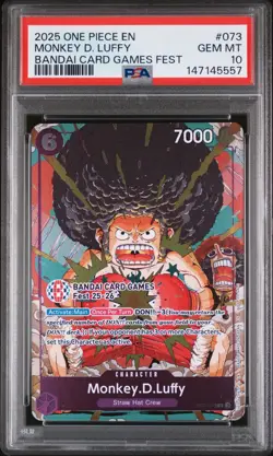 PSA 10 Afro Luffy OP07-073 Promo One Piece Bandai Card Games Fest 25-26 English - Image 1