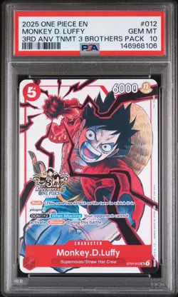 PSA 10 Monkey D. Luffy ST01-012 3rd Anniversary Promo One Piece 3 Brothers Pack - Image 1