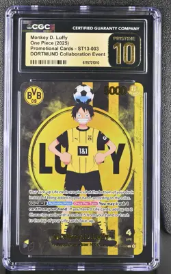 CGC 10 Pristine - Monkey D. Luffy ST13-003 One Piece BVB Dortmund Collab. Promo - Image 1