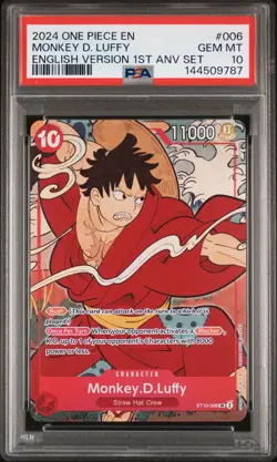 PSA 10 - Monkey D. Luffy ST10-006 1st Anniversary English Promo One Piece 2024 - Image 1