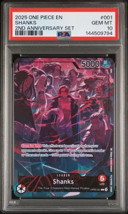 PSA 10 - Shanks OP09-001 L Promo - One Piece English 2nd Anniversary Set English - Image 1