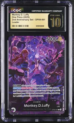CGC 10 Pristine Monkey D. Luffy OP09-061 L One Piece 2nd Anniversary Set English - Image 1