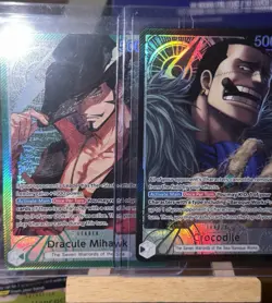 Bandai One Piece Card Game OP14 Holo Leader Lot Dracule Mihawk Crocodile - Image 1