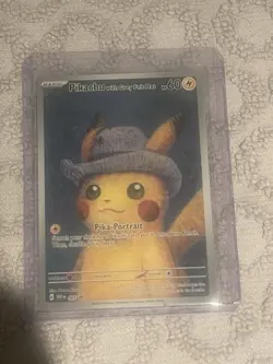 Pikachu Van Gogh Pika Portrait Gray Hat TCG Promo Pokemon Card - Image 1