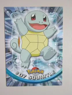 SQUIRTLE # 07 TOPPS TV ANIMATION ED POKEMON COLLECTOR CARD NM- RED LOGO - Image 1