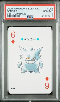 2000 POKEMON SILVER VERSION PLAYING CARDS 6 OF DIAMONDS #094 GENGAR PSA 10 - Image 1