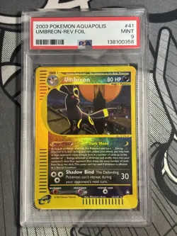 PSA 9 MINT Pokemon 2003 Aquapolis Set UMBREON Reverse Foil Rare Card 41/147 - Image 1