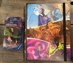 Disney Lorcana Shimmering Skies Started Deck + Villains Card Portfolio - Image 1