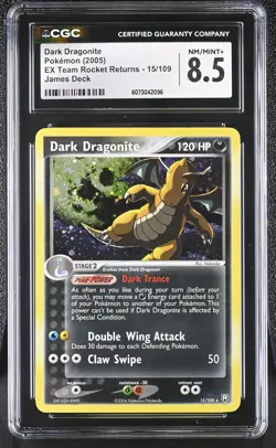 CGC 8.5 Dark Dragonite EX Team Rocket Returns 15/109 Holo SWIRL Pokemon Card - Image 1