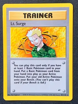 Lt. Surge 101/132 Gym Heroes Non Holo Rare Pokemon Card WOTC Vintage - Image 1