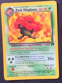 Dark vileplume 30/82 non holo rare team rocket vintage WOTC pokemon card - Image 1