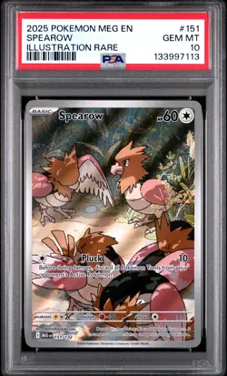 2025 POKEMON MEG EN-MEGA EVOLUTION #151 SPEAROW PSA 10 - Image 1