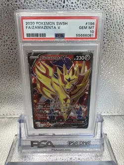 PSA 10 GEM MINT Zamazenta V 196/202 Sword & Shield FULL ART Pokemon English - Image 1