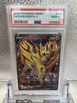 PSA 10 GEM MINT Zamazenta V 196/202 Sword & Shield FULL ART Pokemon English - Image 2