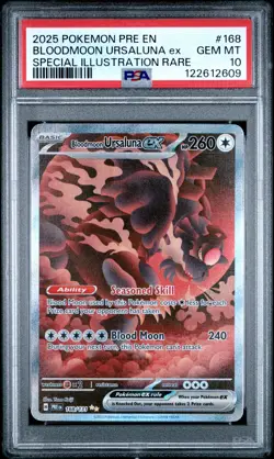 2025 POKEMON PRE EN-PRISMATIC EVOLUTIONS #168 BLOODMOON URSALUNA EX PSA 10 - Image 1