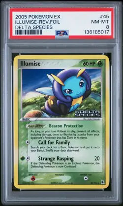 2005 POKEMON EX DELTA SPECIES #45 ILLUMISE-REVERSE FOIL PSA 8 - Image 1