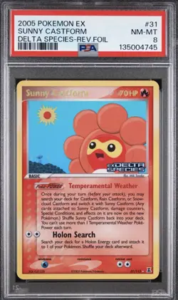 2005 POKEMON EX DELTA SPECIES #31 SUNNY CASTFORM-REVERSE FOIL PSA 8 - Image 1