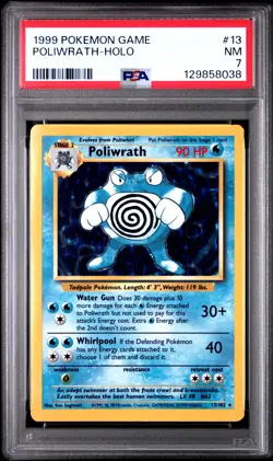 1999 POKEMON GAME #13 POLIWRATH-HOLO PSA 7 - Image 1