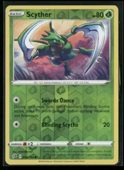 Scyther 004/192 Common Rebel Clash Pokemon Reverse Holo Near Mint - Image 1