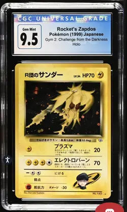 1999 Rocket's Zapdos No.145 Holo Gym 2 Challenge CGC 10 Gem Mint Old Label 9.5 - Image 1